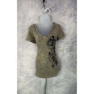 T Party Shirt Womens XL Short Sleeve V Neck Distressed Retro USA Y2K